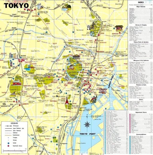 Mapa das paisagens de Tóquio