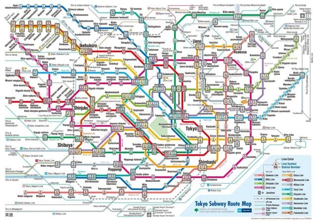 Mapa das estações do metro de Tóquio
