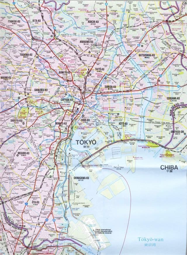 Mapa das ruas de Tóquio