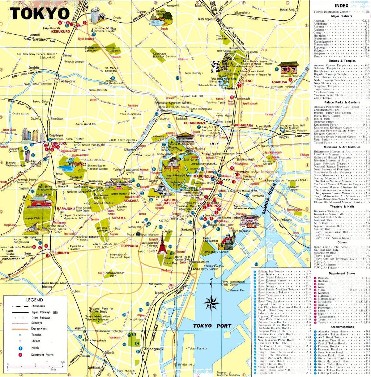 Mapa do centro da cidade de Tóquio