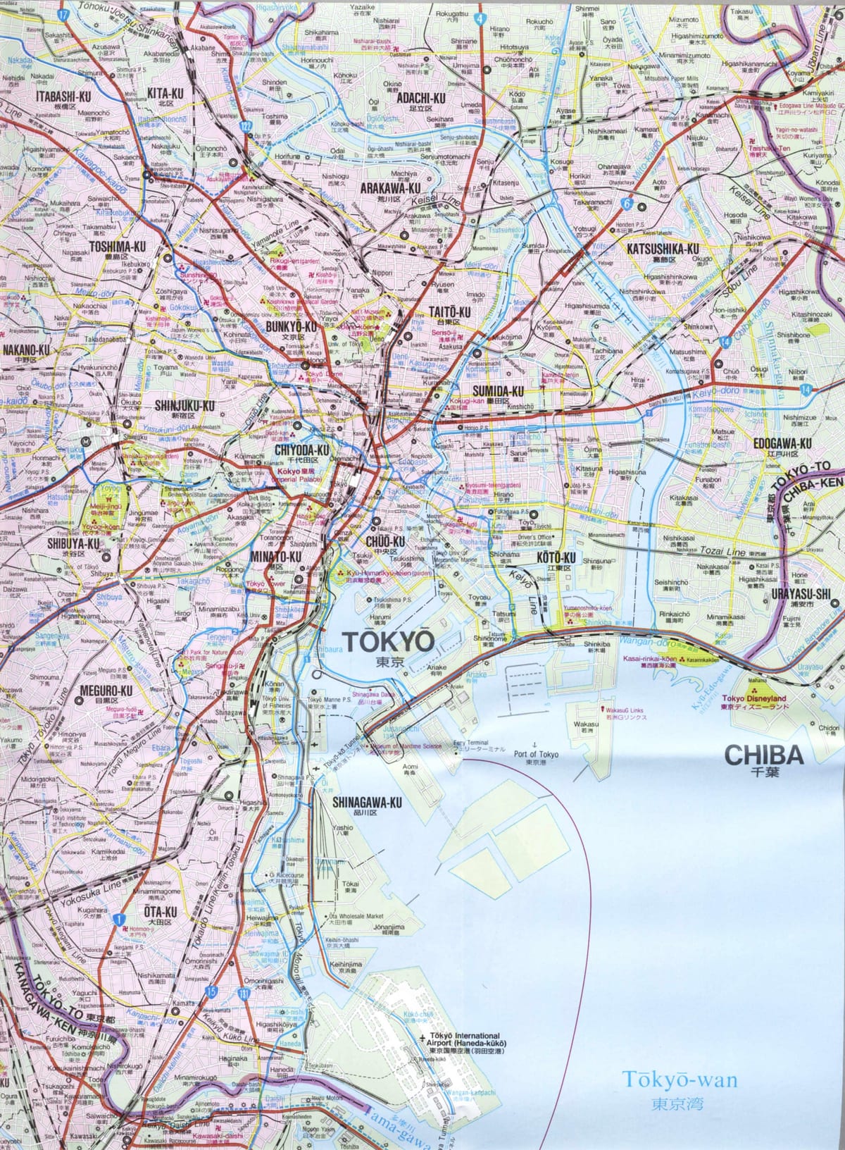 Mapa das ruas de Tóquio