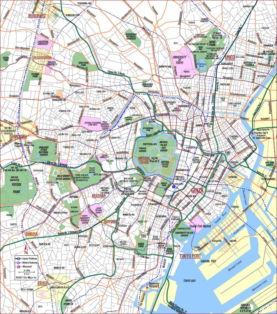 Mapa da cidade de Tóquio